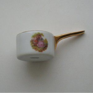 Limoges France Porcelain Gold Trim Victorian Courting Couple Mini Sause Pot Pan